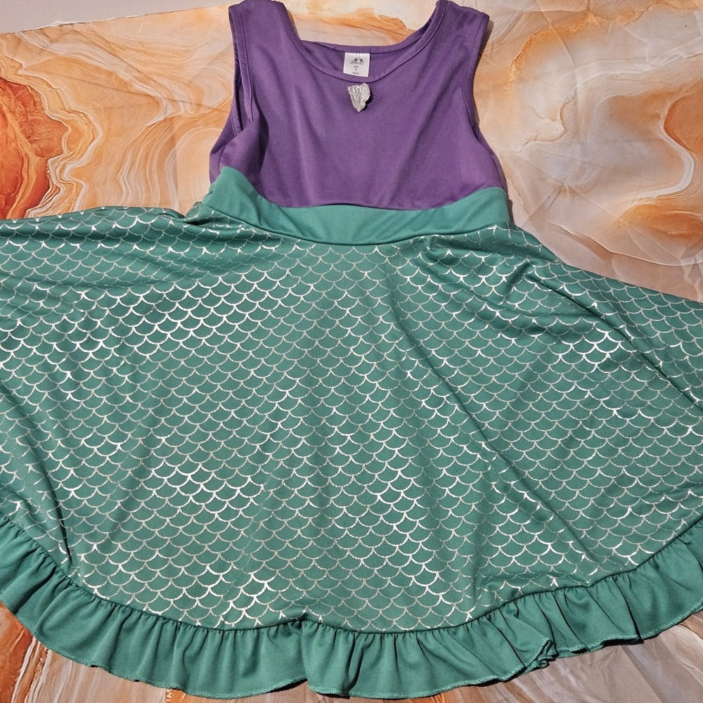 Little Adventures Ariel Mermaid Twirl Dress Girls Size 8 Purple Green
